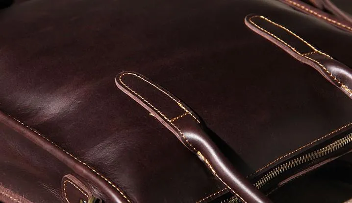 Leather Mens Coffee Handbag Briefcase Shoulder Bag Work Bag Business Bag for men