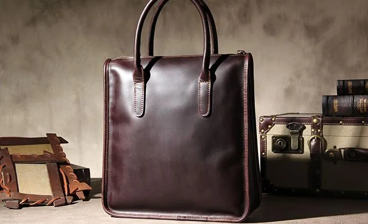 Leather Mens Coffee Handbag Briefcase Shoulder Bag Work Bag Business Bag for men