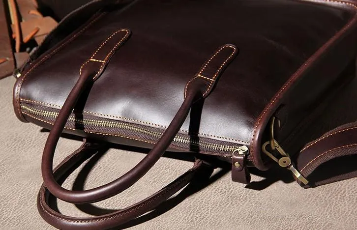 Leather Mens Coffee Handbag Briefcase Shoulder Bag Work Bag Business Bag for men
