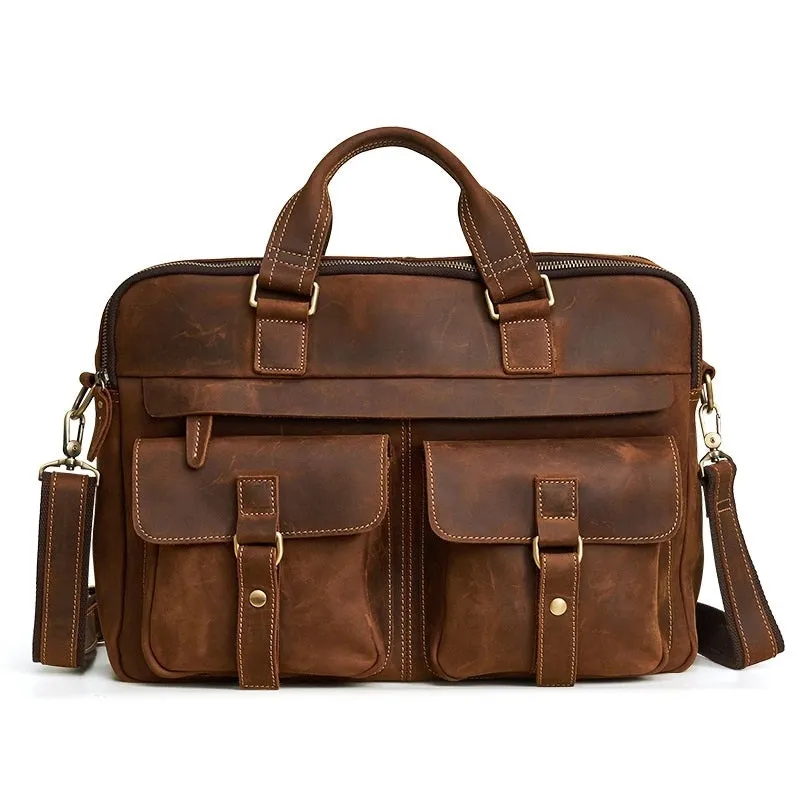 Leather Mens Handbag Briefcase Shoulder Bag Messenger Bag Travel Bag Business Bag for men