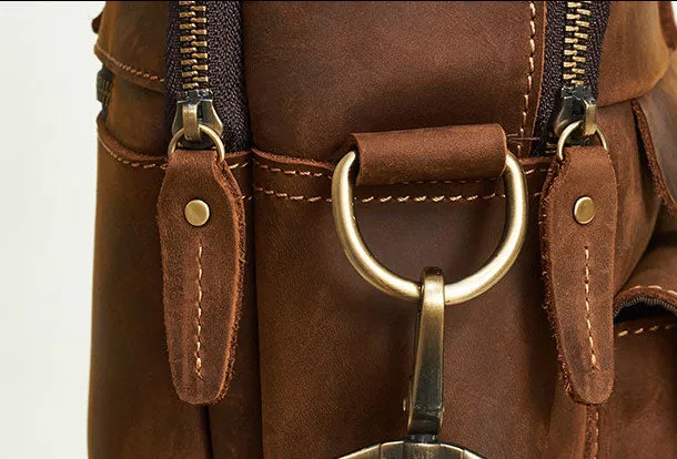 Leather Mens Handbag Briefcase Shoulder Bag Messenger Bag Travel Bag Business Bag for men