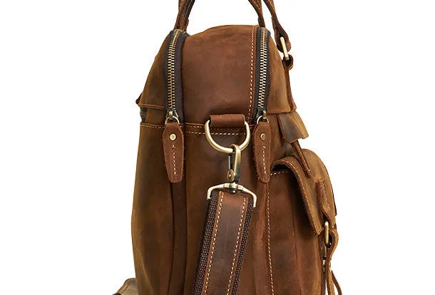 Leather Mens Handbag Briefcase Shoulder Bag Messenger Bag Travel Bag Business Bag for men
