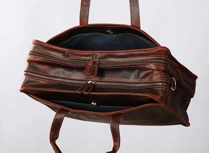 Leather Mens Large Travel Bag Shoulder Bag Laptop Bag Briefcase Weekender Bags for Men