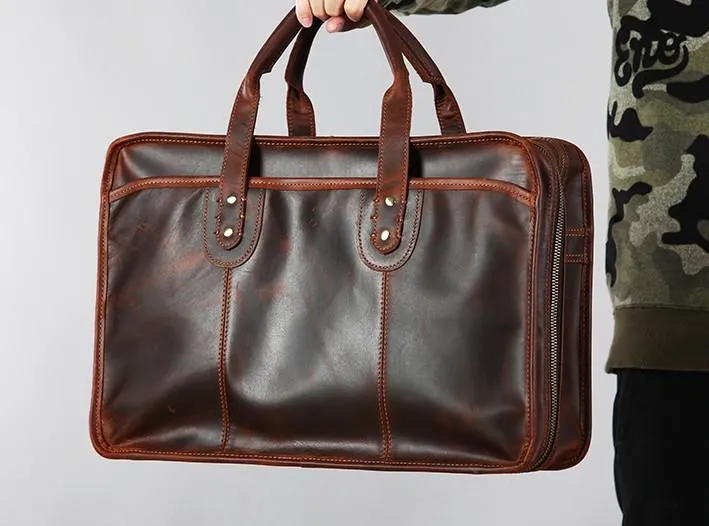 Leather Mens Large Travel Bag Shoulder Bag Laptop Bag Briefcase Weekender Bags for Men