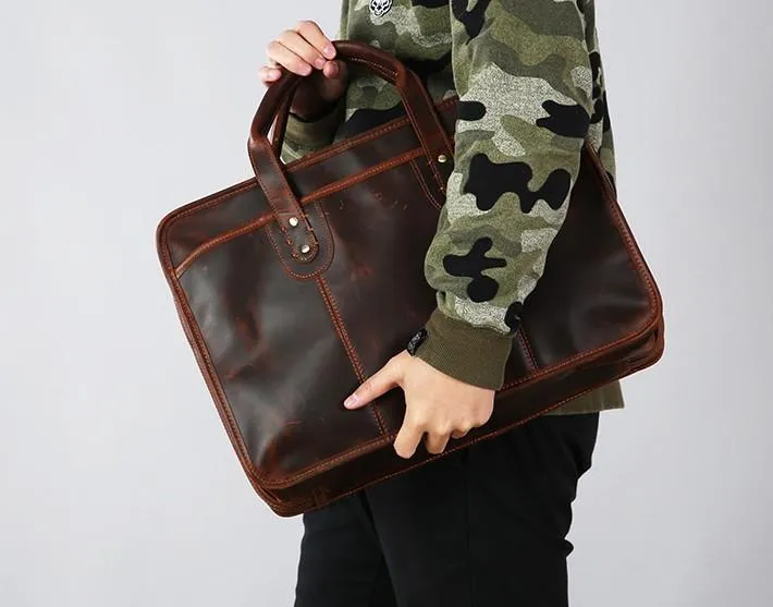 Leather Mens Large Travel Bag Shoulder Bag Laptop Bag Briefcase Weekender Bags for Men
