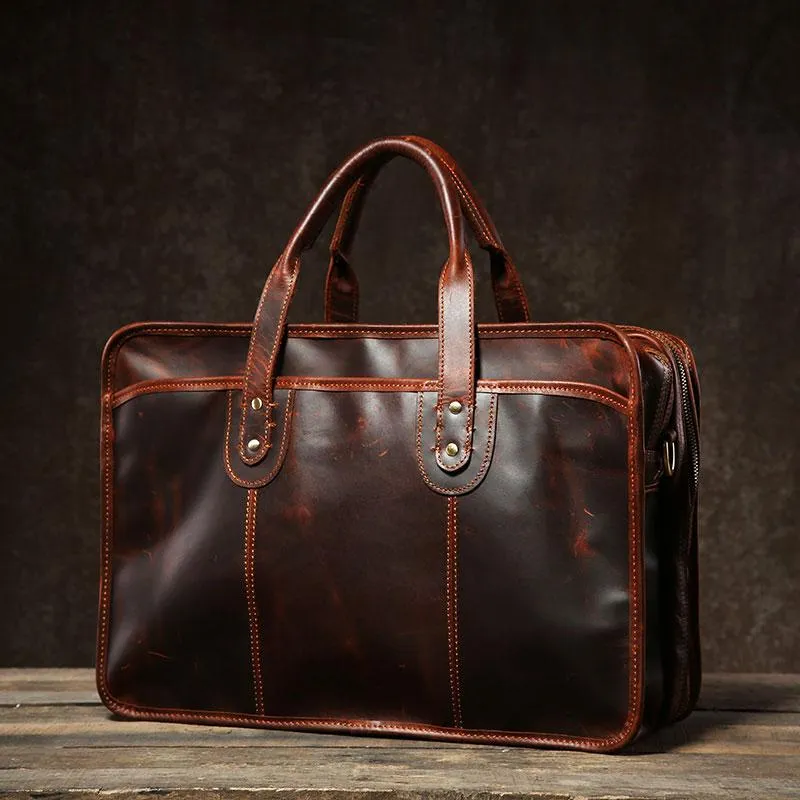 Leather Mens Large Travel Bag Shoulder Bag Laptop Bag Briefcase Weekender Bags for Men