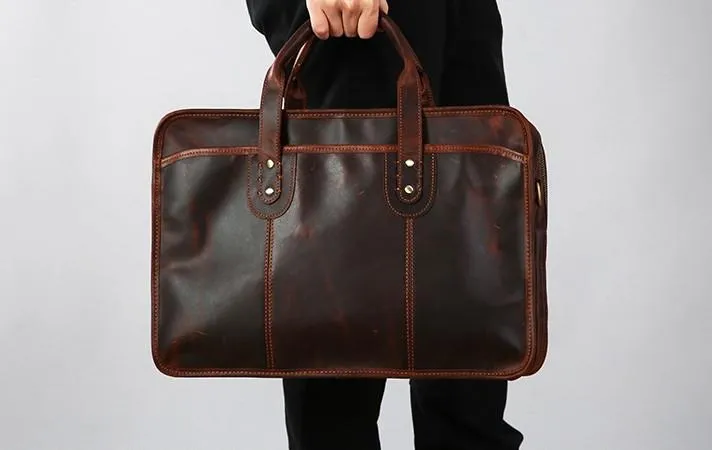 Leather Mens Large Travel Bag Shoulder Bag Laptop Bag Briefcase Weekender Bags for Men