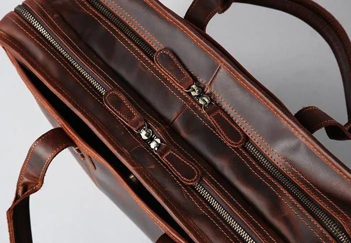 Leather Mens Large Travel Bag Shoulder Bag Laptop Bag Briefcase Weekender Bags for Men