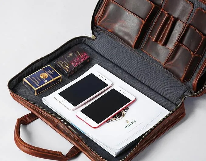 Leather Mens Large Travel Bag Shoulder Bag Laptop Bag Briefcase Weekender Bags for Men