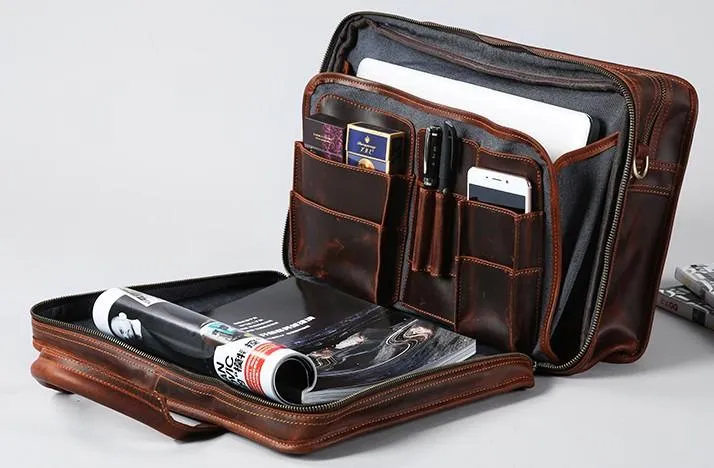 Leather Mens Large Travel Bag Shoulder Bag Laptop Bag Briefcase Weekender Bags for Men