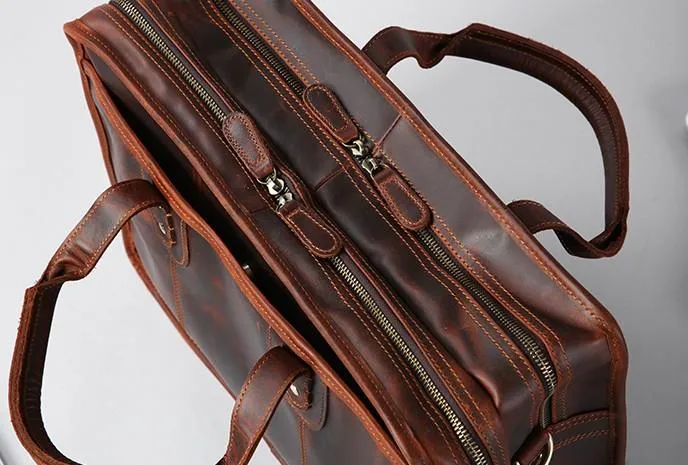 Leather Mens Large Travel Bag Shoulder Bag Laptop Bag Briefcase Weekender Bags for Men