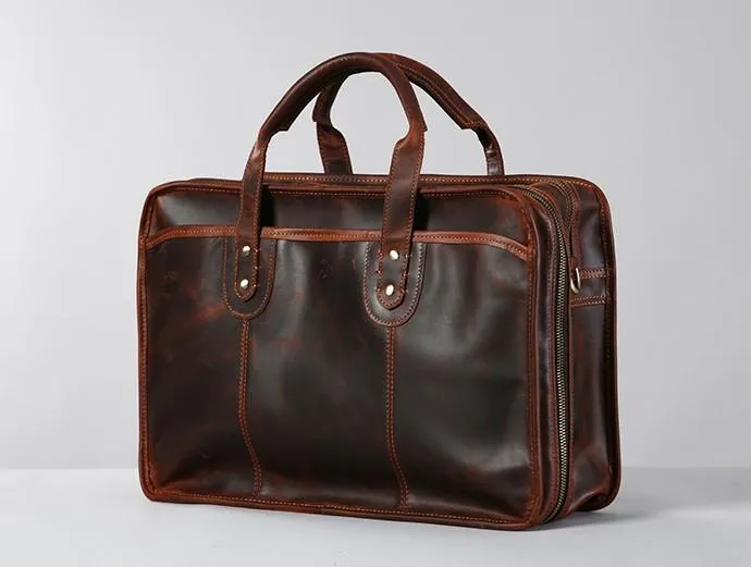 Leather Mens Large Travel Bag Shoulder Bag Laptop Bag Briefcase Weekender Bags for Men