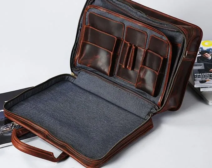 Leather Mens Large Travel Bag Shoulder Bag Laptop Bag Briefcase Weekender Bags for Men