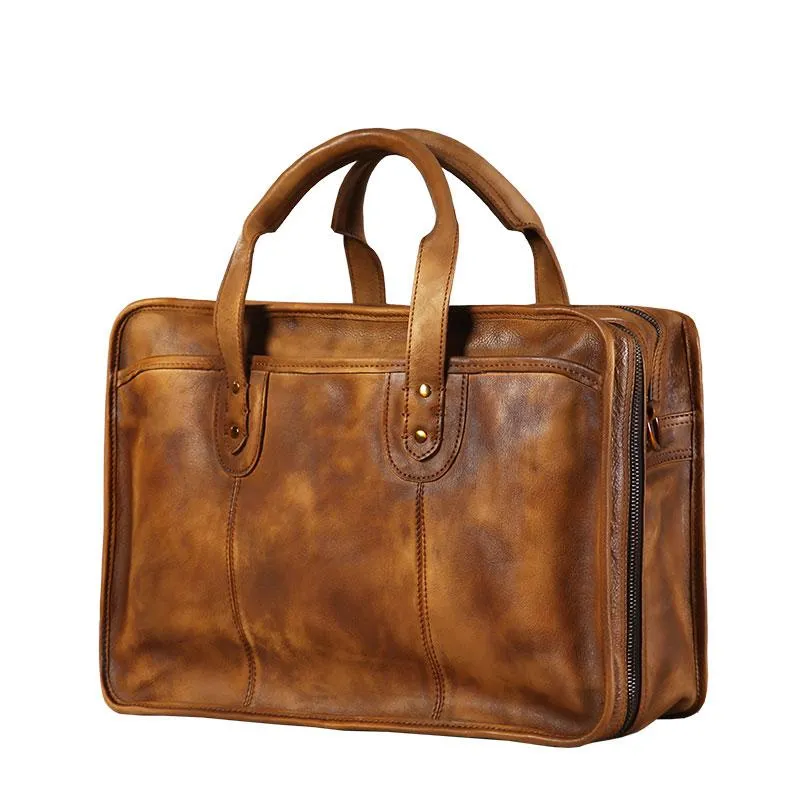 Leather Mens Large Travel Bag Shoulder Bag Laptop Bag Briefcase Weekender Bags for Men
