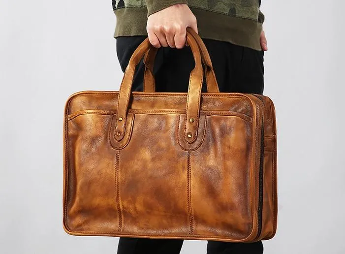 Leather Mens Large Travel Bag Shoulder Bag Laptop Bag Briefcase Weekender Bags for Men