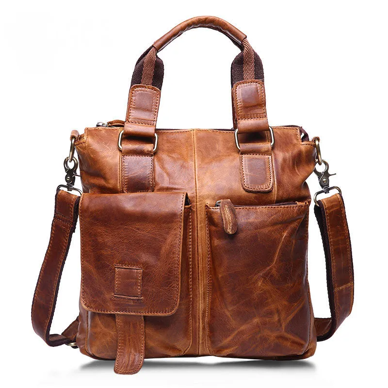 Leather Mens Vintage Briefcase Business Bag Work Bag For Men