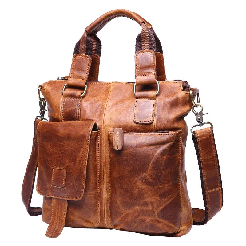 Leather Mens Vintage Briefcase Business Bag Work Bag For Men