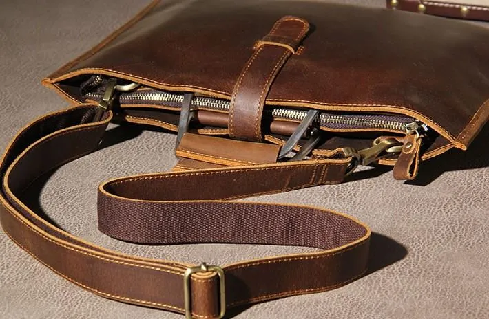 Leather Mens Vintage Briefcase Handbag Work Bag Business Bag Laptop Bag for men