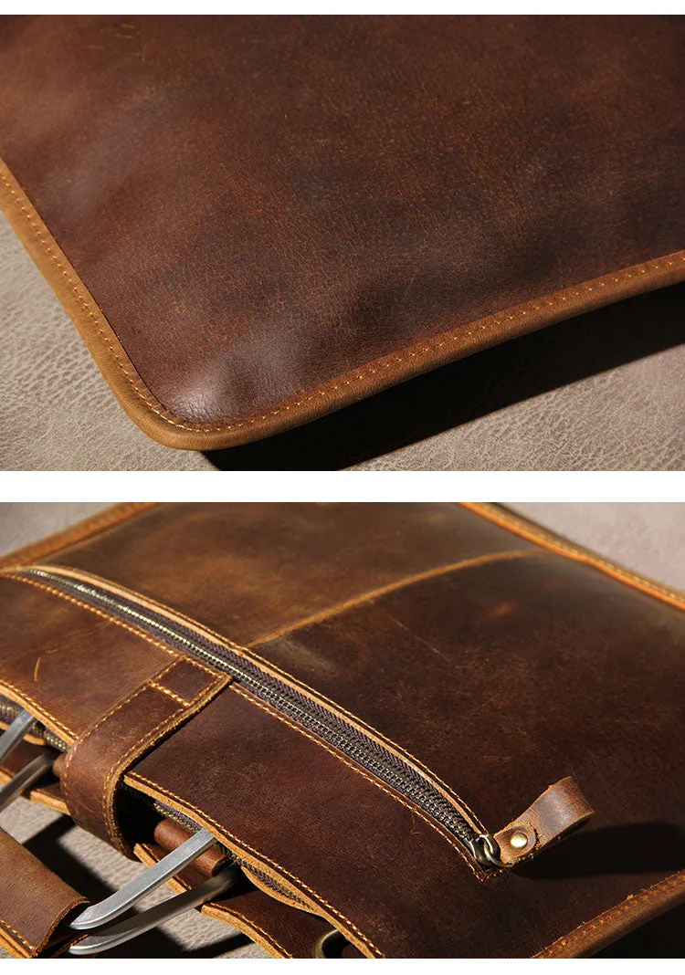 Leather Mens Vintage Briefcase Handbag Work Bag Business Bag Laptop Bag for men