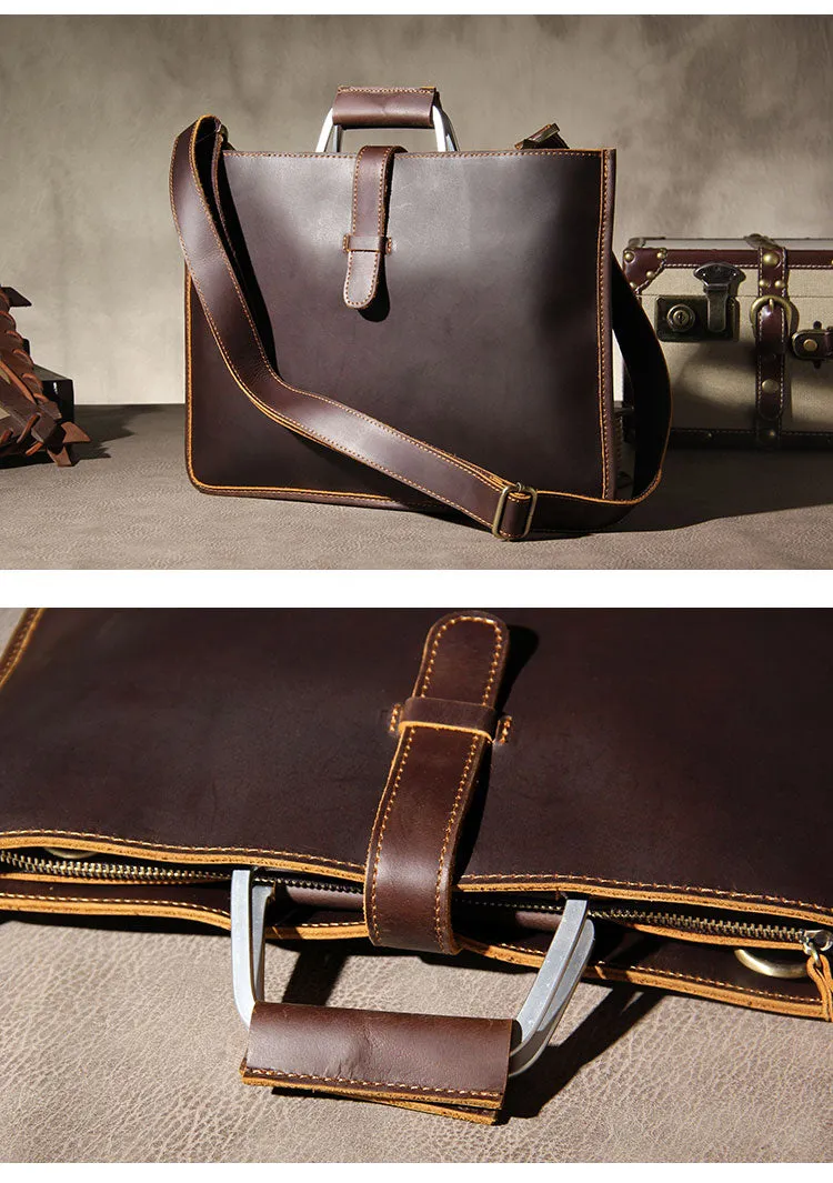 Leather Mens Vintage Briefcase Handbag Work Bag Business Bag Laptop Bag for men