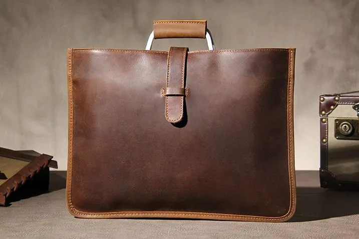 Leather Mens Vintage Briefcase Handbag Work Bag Business Bag Laptop Bag for men