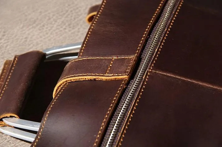 Leather Mens Vintage Briefcase Handbag Work Bag Business Bag Laptop Bag for men