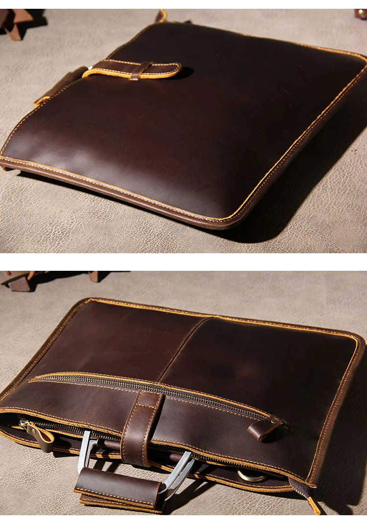 Leather Mens Vintage Briefcase Handbag Work Bag Business Bag Laptop Bag for men