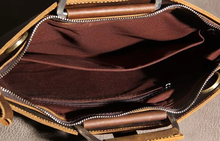 Leather Mens Vintage Briefcase Handbag Work Bag Business Bag Laptop Bag for men
