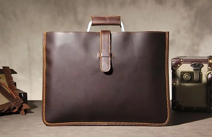 Leather Mens Vintage Briefcase Handbag Work Bag Business Bag Laptop Bag for men