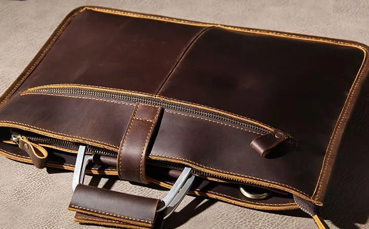 Leather Mens Vintage Briefcase Handbag Work Bag Business Bag Laptop Bag for men