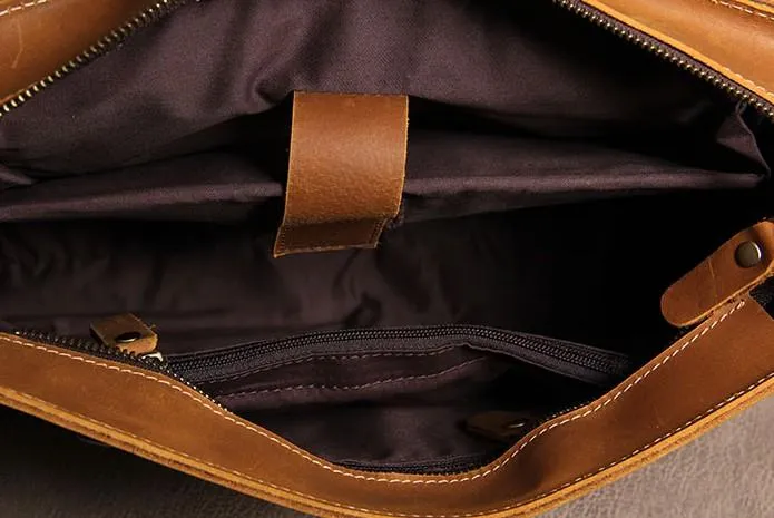 Leather Vintage Mens Briefcase Messenger Bag Work Bags Business Bag for Men
