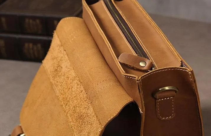 Leather Vintage Mens Briefcase Messenger Bag Work Bags Business Bag for Men