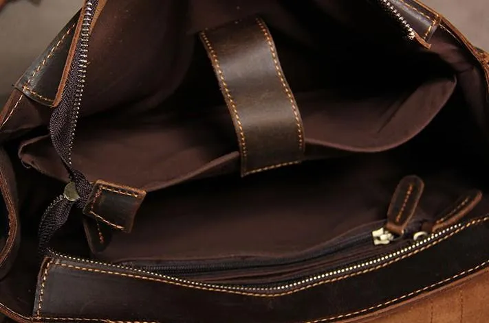 Leather Vintage Mens Briefcase Messenger Bag Work Bags Business Bag for Men