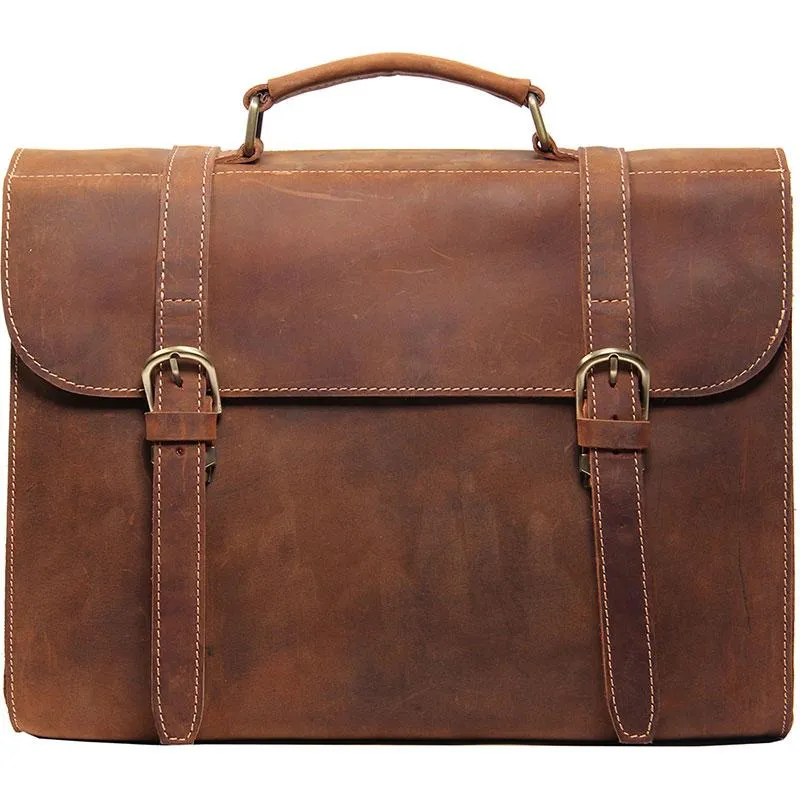 Leather Vintage Mens Briefcase Messenger Bag Work Bags Business Bag for Men