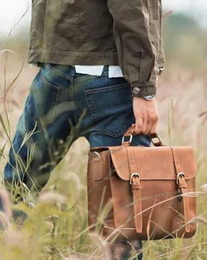 Leather Vintage Mens Briefcase Messenger Bag Work Bags Business Bag for Men
