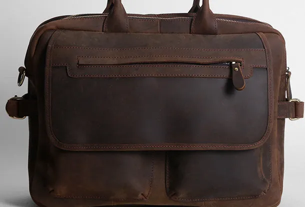 Leather vintage mens Briefcase Shoulder Bag Laptop Bag Handbag