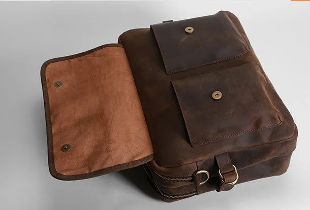 Leather vintage mens Briefcase Shoulder Bag Laptop Bag Handbag
