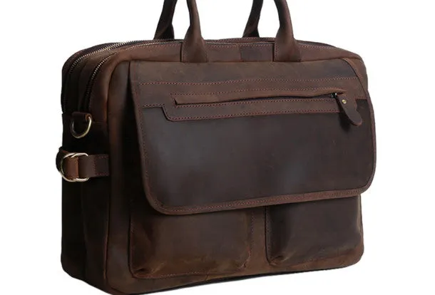 Leather vintage mens Briefcase Shoulder Bag Laptop Bag Handbag