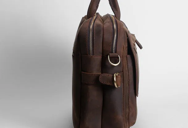 Leather vintage mens Briefcase Shoulder Bag Laptop Bag Handbag
