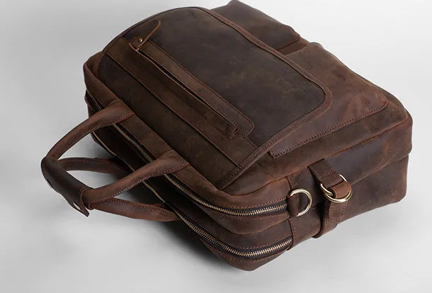 Leather vintage mens Briefcase Shoulder Bag Laptop Bag Handbag