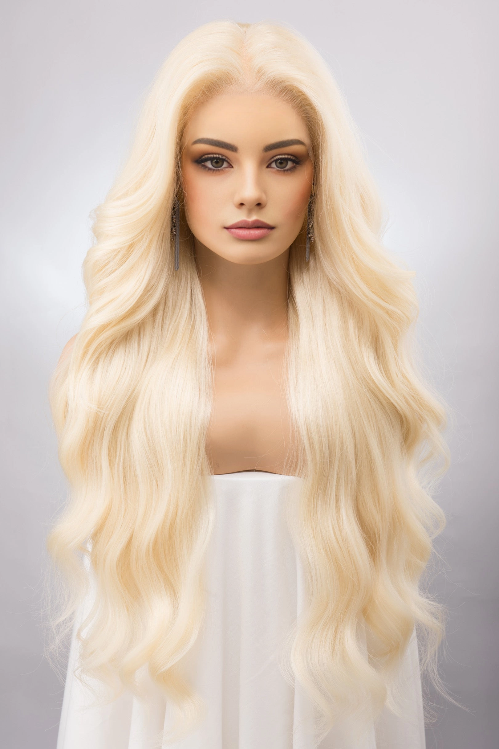 Light Blonde Wavy Lace Front Synthetic Wig Irina