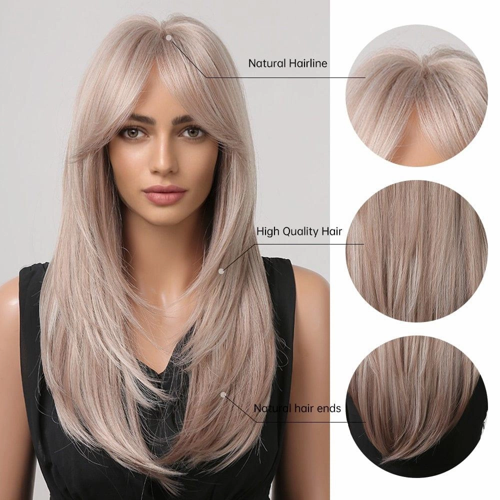 Light Brown Wig with Bangs