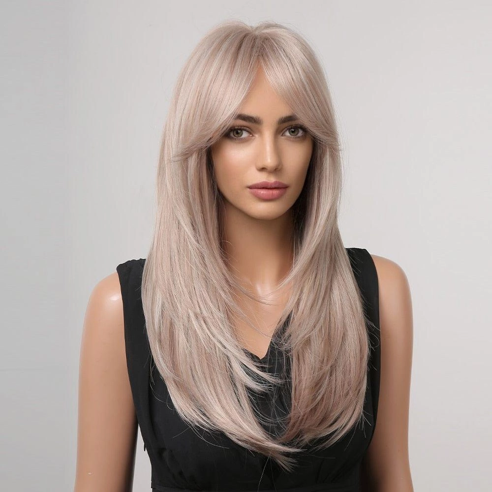 Light Brown Wig with Bangs