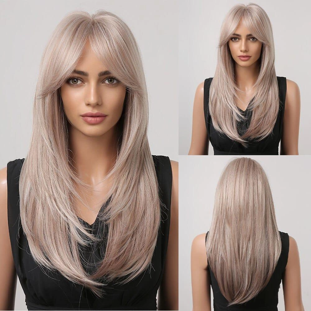 Light Brown Wig with Bangs