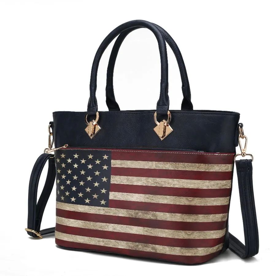 Lilian Vegan Leather Womens FLAG Tote Bag