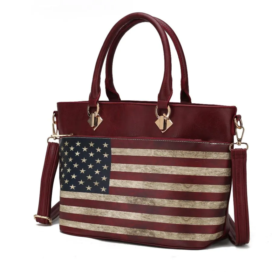 Lilian Vegan Leather Womens FLAG Tote Bag