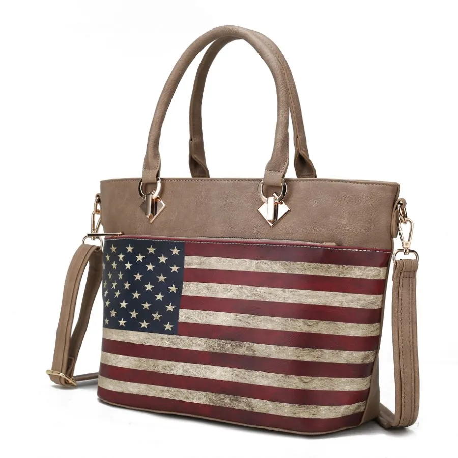 Lilian Vegan Leather Womens FLAG Tote Bag
