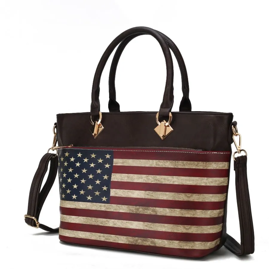 Lilian Vegan Leather Womens FLAG Tote Bag