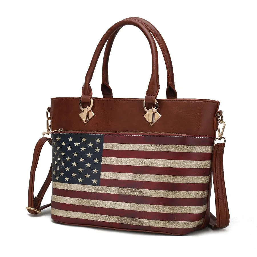 Lilian Vegan Leather Womens FLAG Tote Bag