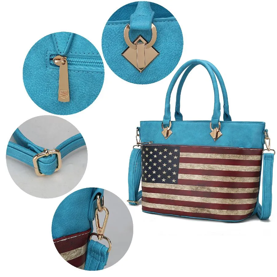 Lilian Vegan Leather Womens FLAG Tote Bag